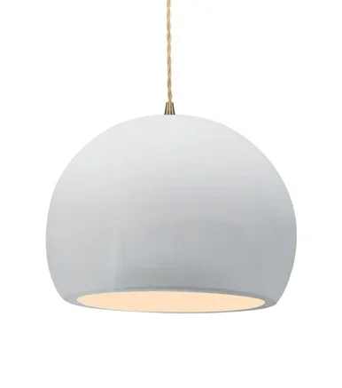 Justice Designs Radiance One Light Pendant in Gloss White – CER-6535-WHT-ABRS-BEIG-TWST