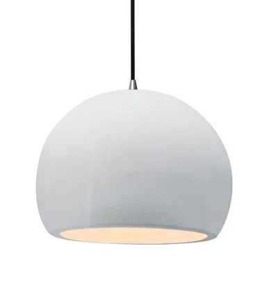Justice Designs Radiance One Light Pendant in Gloss White – CER-6535-WHT-NCKL-BKCD