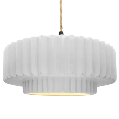 Justice Designs Radiance One Light Pendant in Gloss White – CER-6555-WHT-MBLK-BEIG-TWST