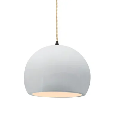 Justice Designs Radiance One Light Pendant in Gloss White (outside and inside of fixture) – CER-6530-WTWT-MBLK-BEIG-TWST