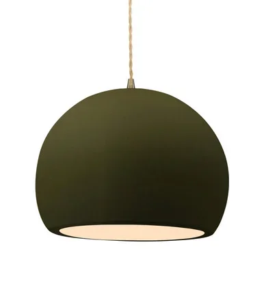 Justice Designs Radiance One Light Pendant in Matte Green – CER-6535-MGRN-ABRS-BEIG-TWST