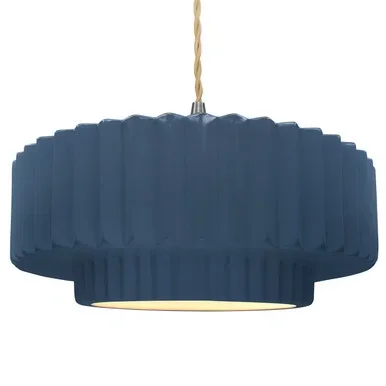 Justice Designs Radiance One Light Pendant in Midnight Sky w/ Matte White – CER-6555-MDMT-NCKL-BEIG-TWST