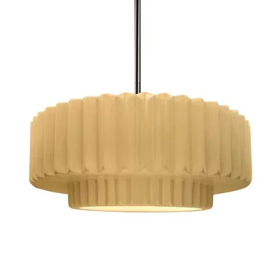Justice Designs Radiance One Light Pendant in Muted Yellow – CER-6553-MYLW-NCKL-RIGID