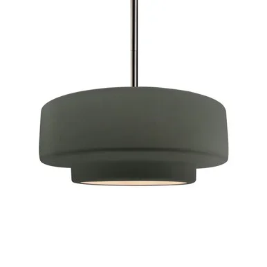 Justice Designs Radiance One Light Pendant in Pewter Green – CER-6543-PWGN-NCKL-RIGID