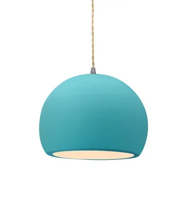 Justice Designs Radiance One Light Pendant in Reflecting Pool – CER-6530-RFPL-NCKL-BEIG-TWST