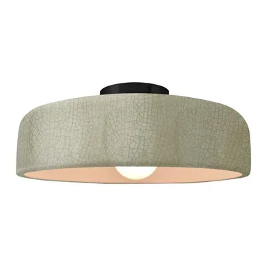 Justice Designs Radiance One Light Semi-Flush Mount in Celadon Green Crackle – CER-6345-CKC-MBLK