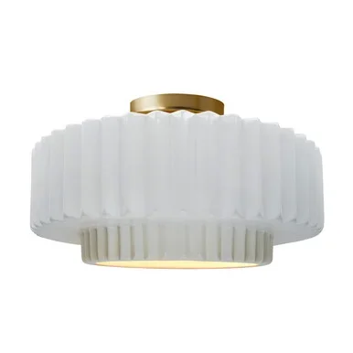 Justice Designs Radiance One Light Semi-Flush Mount in Gloss White – CER-6375-WHT-BRSS