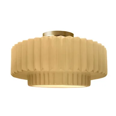 Justice Designs Radiance One Light Semi-Flush Mount in Muted Yellow – CER-6375-MYLW-BRSS