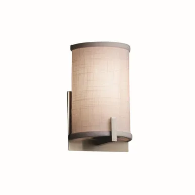 Justice Designs Textile One Light Wall Sconce in Brushed Nickel – FAB-5531-WHTE-NCKL