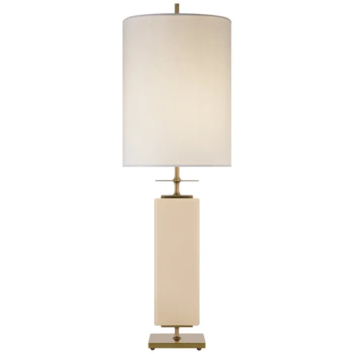 kate spade new york Beekman Table Lamp in Blush Reverse Painted Glass with Cream Linen Shade W12″ x H37″KS 3044BLS-L