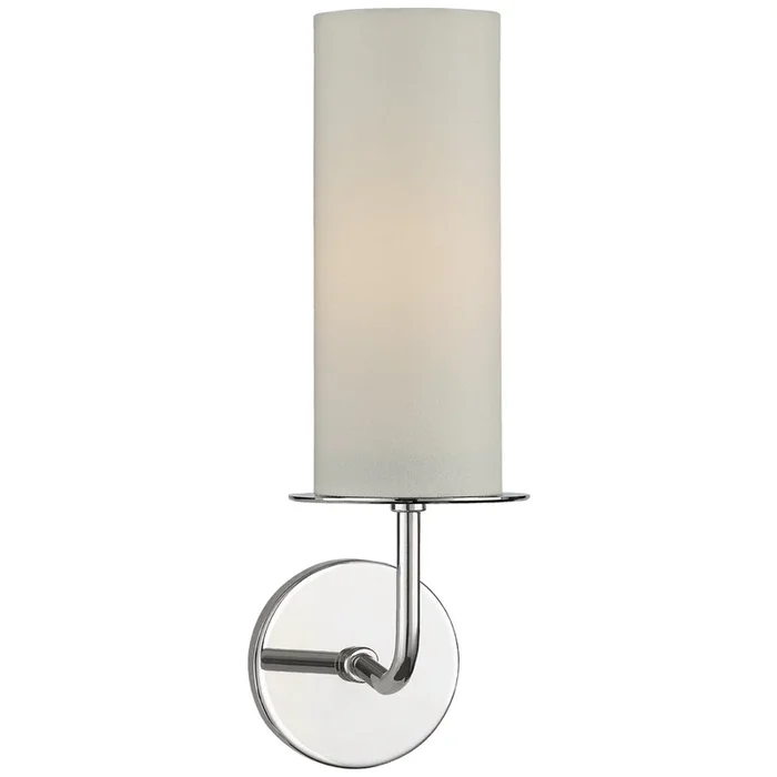 kate spade new york Larabee Single Sconce in Polished Nickel with Cream Linen Shade Wall Light W5″ x H16″KS 2035PN-L