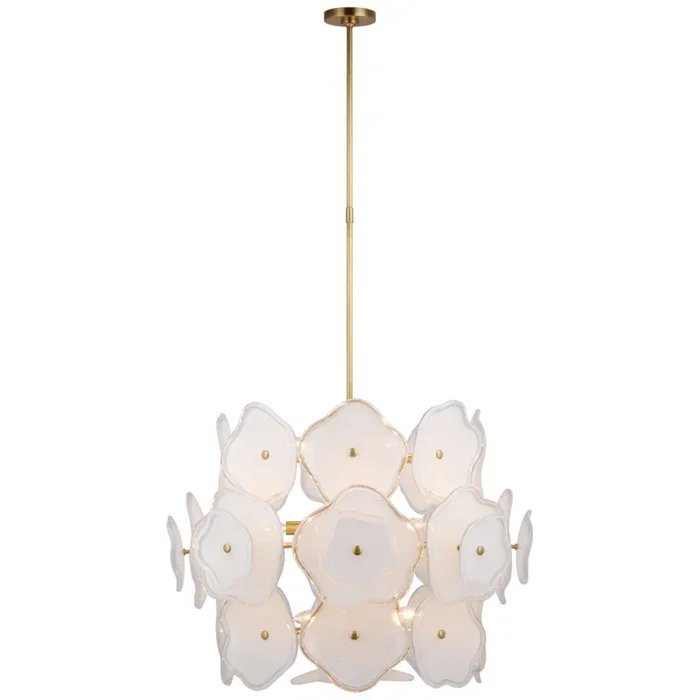 kate spade new york Leighton Large Barrel Chandelier in Soft Brass with Cream Tinted Glass Ceiling Light W30.5″KS 5067SB-CRE