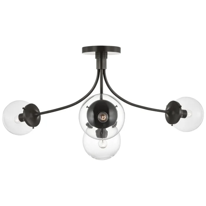 kate spade new york Prescott Large Semi-Flush Mount in Bronze with Clear Glass Ceiling Light W28.25″ x H14.5″KS 4009BZ-CG