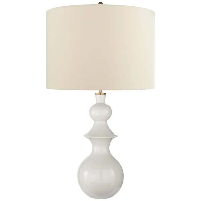 kate spade new york Saxon Large Table Lamp in New White with Cream Linen Shade W20.5″ x H35.5″KS 3617NWT-L