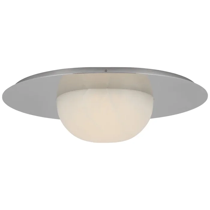 Kelly Wearstler Fosse 21″ Flush Mount in Polished Nickel with Alabaster Ceiling Light W21″ x H5.25″KW 4008PN-ALB
