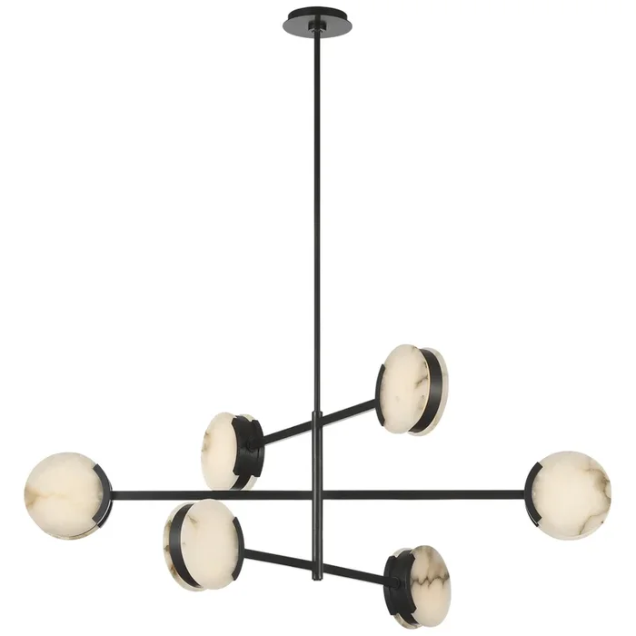 Kelly Wearstler Melange 48″ Multi-Positional Chandelier in Bronze with Alabaster Ceiling Light W48″KW 5607BZ-ALB