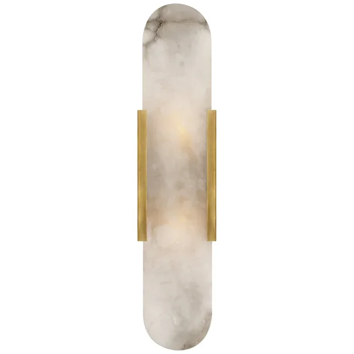Kelly Wearstler Melange Elongated Sconce in Antique-Burnished Brass with Alabaster Wall Light W4.25″ x H20″KW 2013AB-ALB