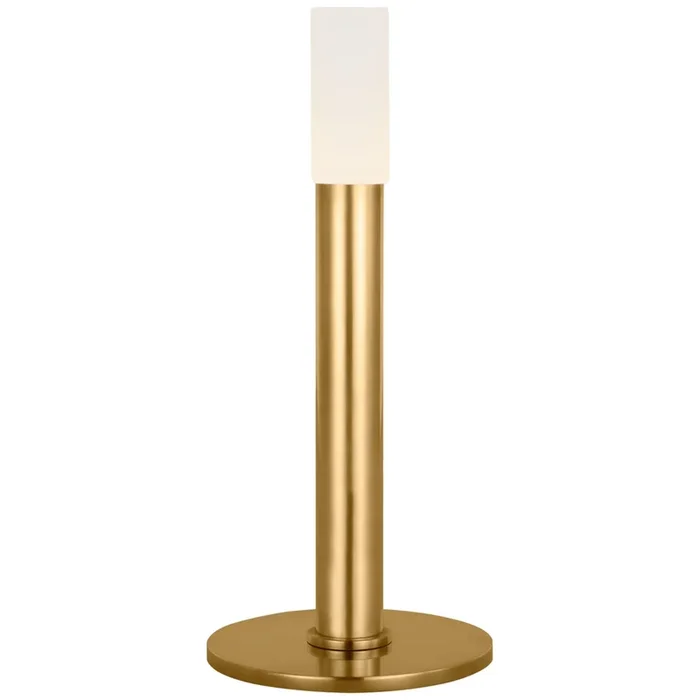 Kelly Wearstler Rousseau 10″ Rechargeable Accent Lamp in Antique-Burnished Brass with Etched Crystal Table Lamp W4.25″ x H9.5″KW 3285AB-EC