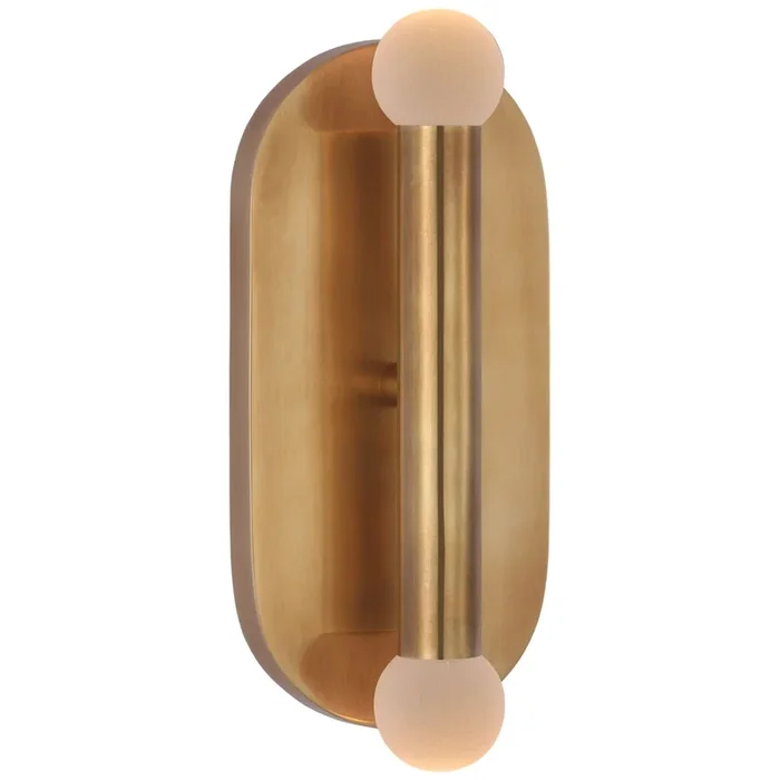 Kelly Wearstler Rousseau Medium Vanity Sconce in Antique-Burnished Brass with Etched Crystal Orb Wall Light W4.25″ x H10.25″KW 2282AB-ECG