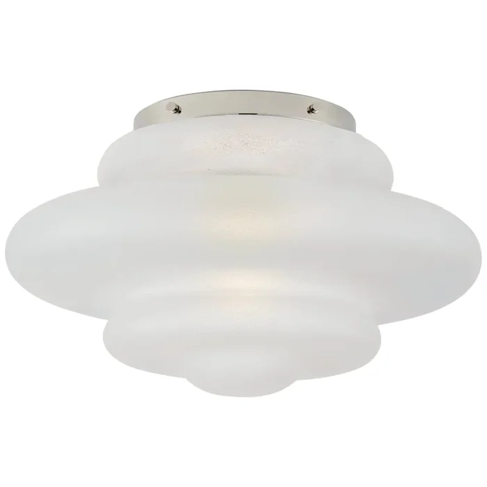 Kelly Wearstler Tableau Medium Flush Mount in Polished Nickel with Volcanic Glass Ceiling Light W15″ x H8.75″KW 4271PN-VG
