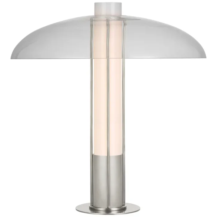 Kelly Wearstler Troye Medium Table Lamp in Polished Nickel with Clear Glass W18″ x H19″KW 3420PN-CG