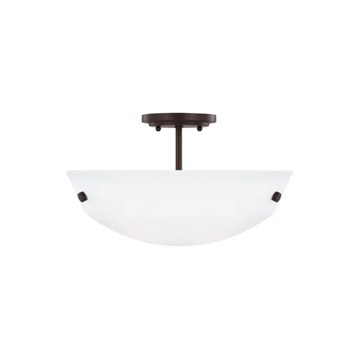 Kerrville Two Light Semi-Flush Convertible Pendant LED Transitional Ceiling Fixture 10.5″ Height Steel Round Satin Etched Shade in Bronze7715202EN3-710