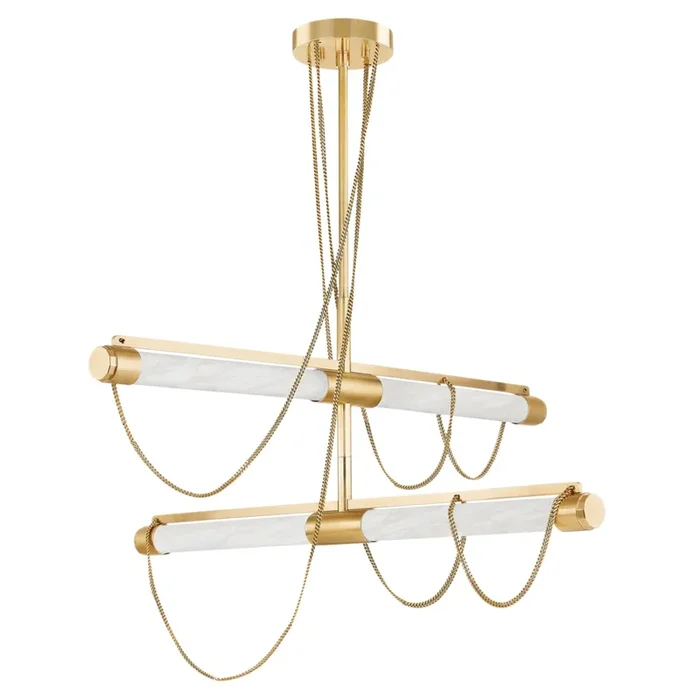 LARIAT 4-Light Chandelier in Vintage Brass by NOZ NOZAWA 48.75L x 7.75W x 26.5H463-49-VB