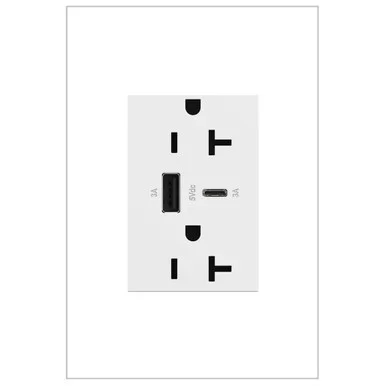 Legrand Adorne Tamper-Resistant Ultra-Fast USB Type-A/C Outlet in White – ARTRUSB206ACW4
