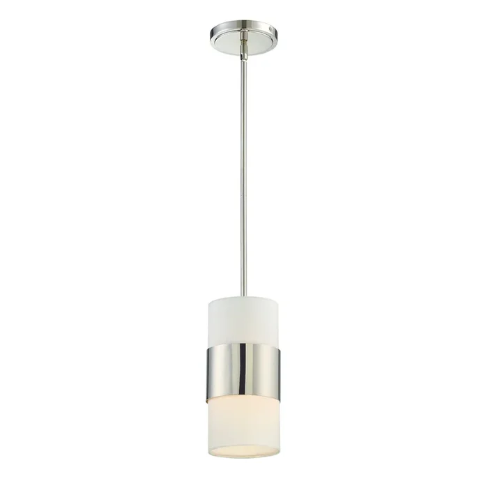 Libby Langdon Grayson 1 Light Polished Nickel Mini Pendant Silk Shade 6″W x 19″H x 6″D290-PN