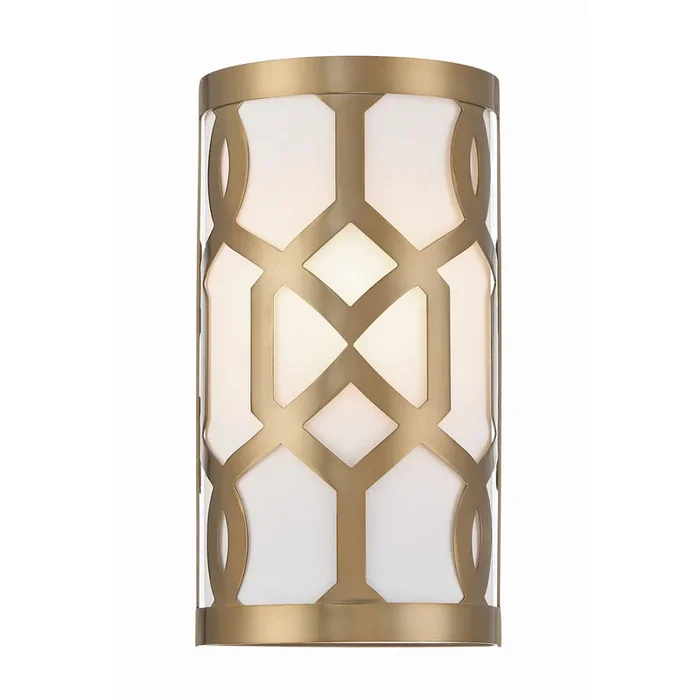 Libby Langdon Jennings 1 Light Aged Brass Sconce Silk Shade 6.5″W x 12″H x 4″D2262-AG