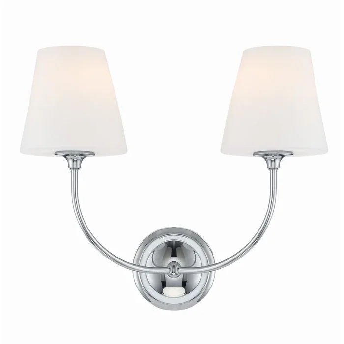 Libby Langdon Sylvan 2 Light Polished Chrome Sconce Glass Shade 17″W x 14.75″H x 8.25″D2442-OP-CH