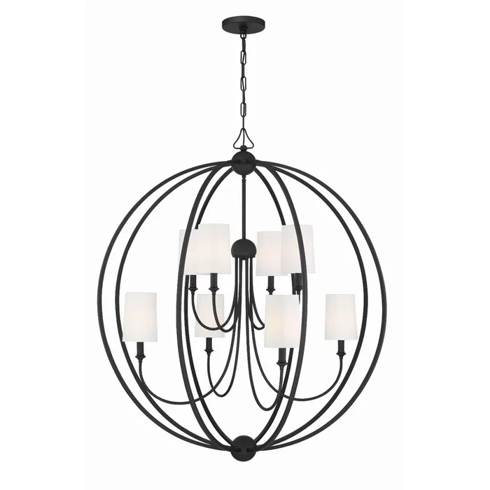 Libby Langdon Sylvan 8 Light Black Forged Chandelier Silk Shade 40″W x 46″H x 40″D2246-BF