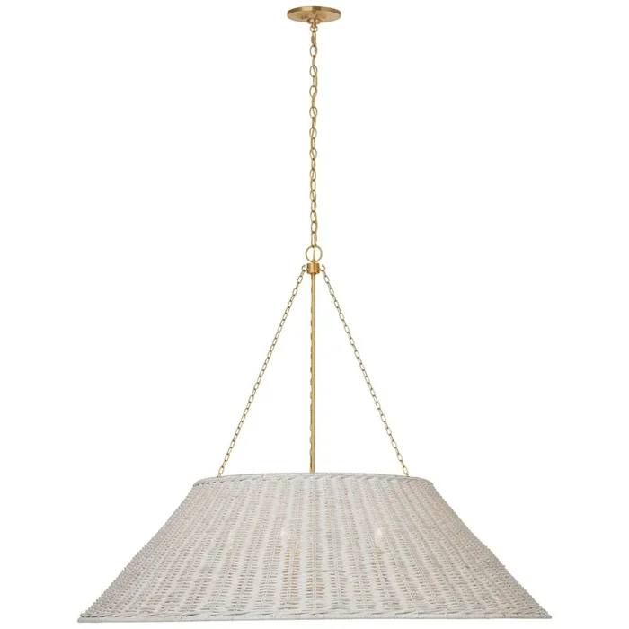Marie Flanigan Corinne 44″ Woven Hanging Shade in Soft Brass with White Wicker Shade Ceiling Light W44″MF 5038SB-WW
