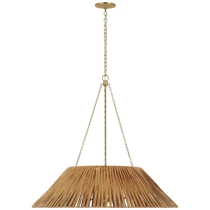 Marie Flanigan Corinne Extra Large Wrapped Hanging Shade in Soft Brass with Natural Wicker Shade Ceiling Light W36.25″ x H32.5″MF 5035SB-NTW