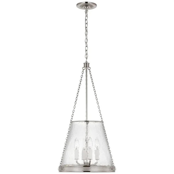 Marie Flanigan Reese 14″ Pendant in Polished Nickel with Clear Restoration Glass Ceiling Light W14″ x H28.5″MF 5181PN-CG