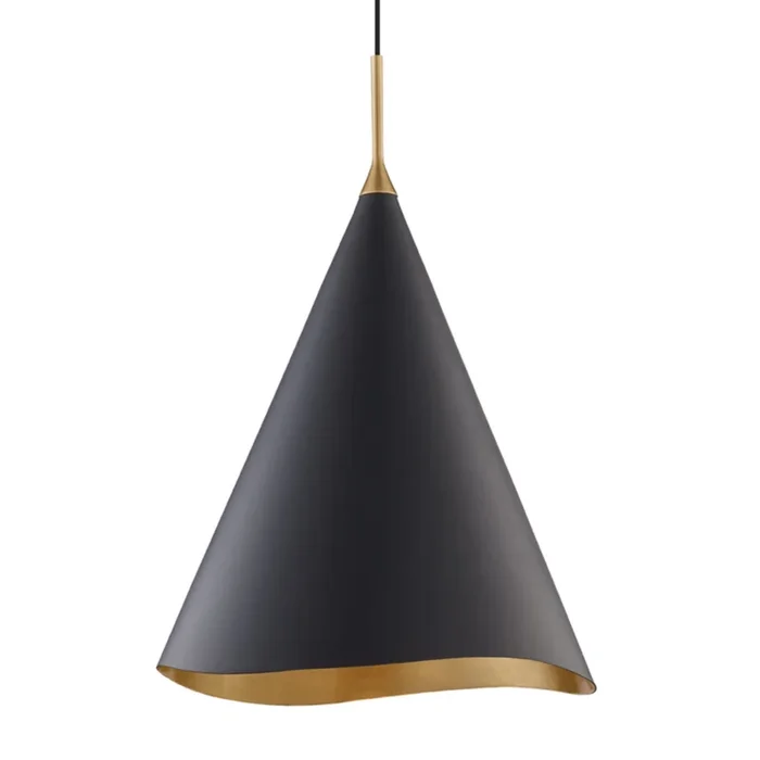 Martini 1-Light Pendant in Gold Leaf/Black Combo 18L x 18W x 24.75H9618-GL/BLK