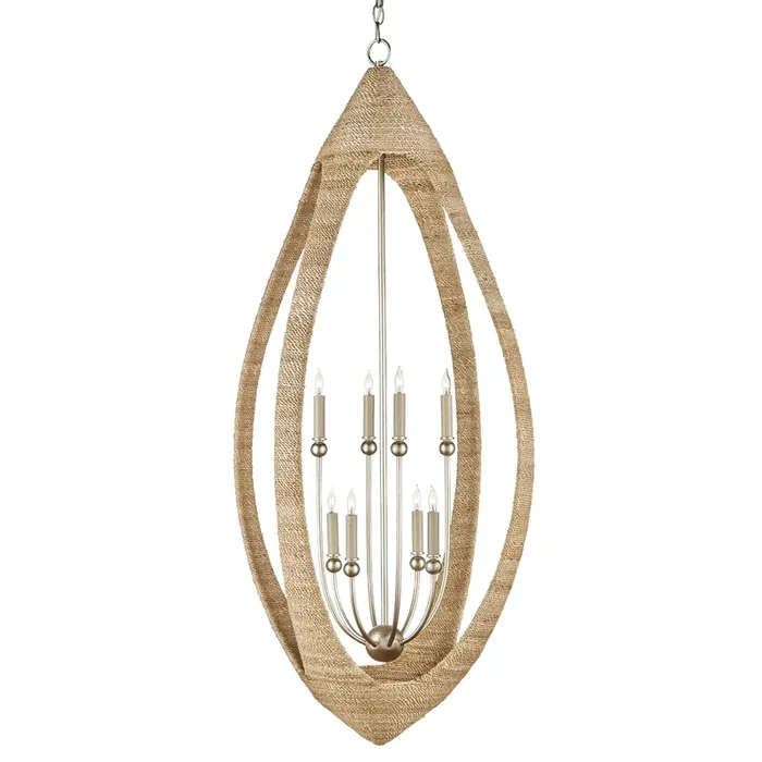 Menorca Large Rope Chandelier – Contemporary Silver Leaf/Smokewood/Natural Rope9000-0836