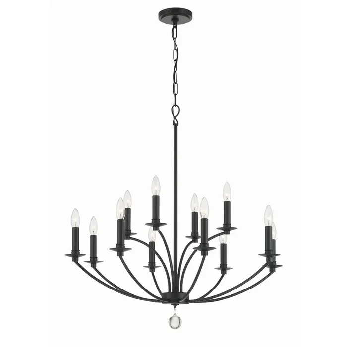 Mila 12 Light Black Chandelier 32″W x 32.5″H x 32″DMIL-8012-BK