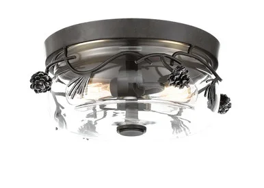 Minka-Lavery Ponderosa Ridge Two Light Flush Mount in Weathered Spruce W/ Silver – 2759-694