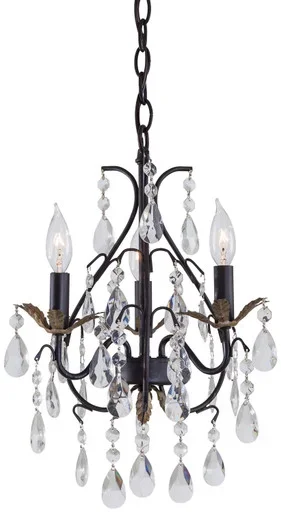 Minka-Lavery Three Light Mini Chandelier in Castlewood Walnutt W/ Silver Highlights – 3122-301