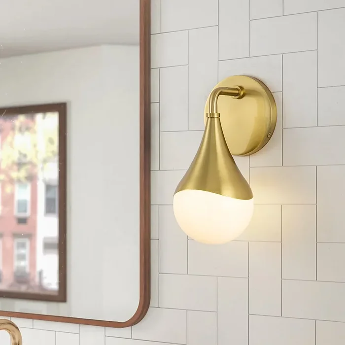 Modern 1-Light Teardrop Brass Bathroom Wall SconceS81010000049498