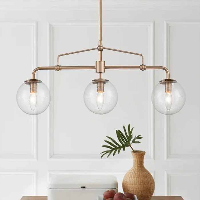 Modern 3-Light Glass Globe Linear Chandelier81010000038028