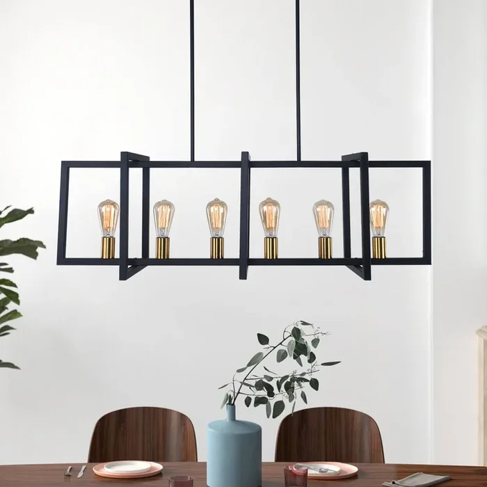 Modern 6-Light Kitchen Island Rectangle Chandelier81010000002548