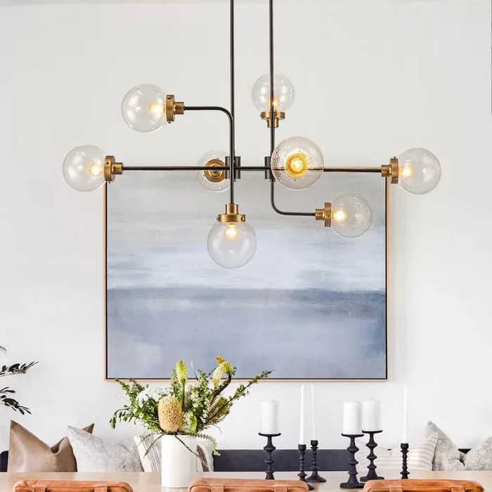Modern 8-Light Linear Seeded Glass Globe ChandelierS81010000065668