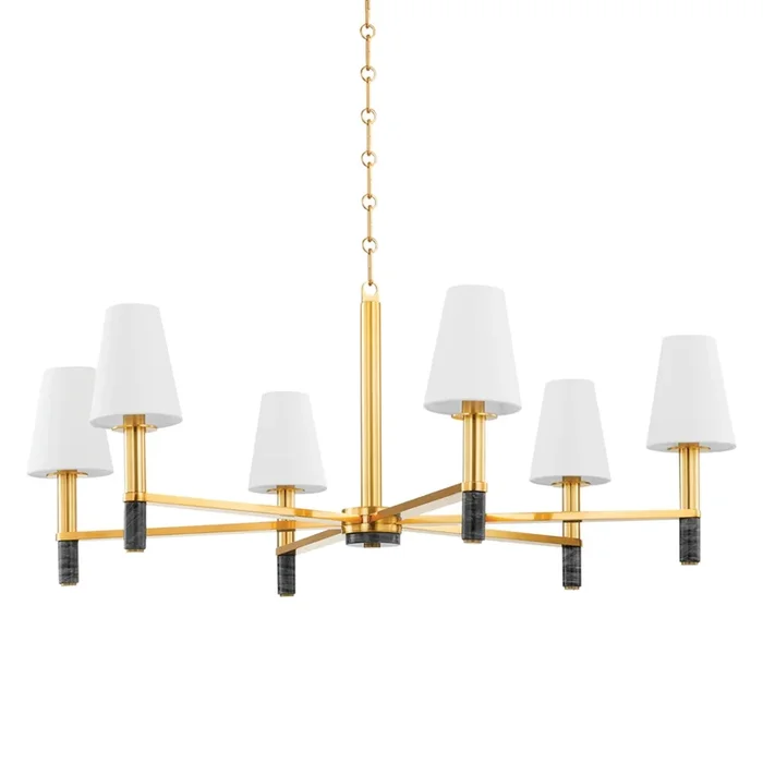 Montreal 6-Light Chandelier in Aged Brass 40L x 40W x 17.25H5640-AGB