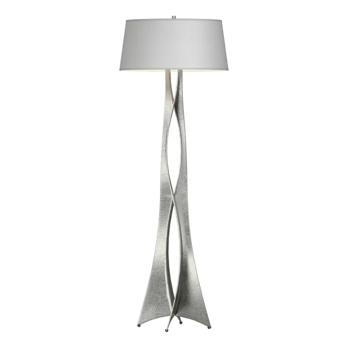 Moreau Floor Lamp 1-Light Natural Anna Shade (SF) in Sterling – Dimmer on Socket233070-SKT-85-SF2202