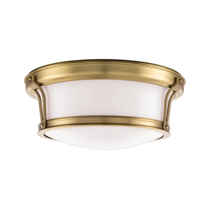 Newport 2-Light Flush Mount in Aged Brass 13L x 13W x 5.25H6513-AGB