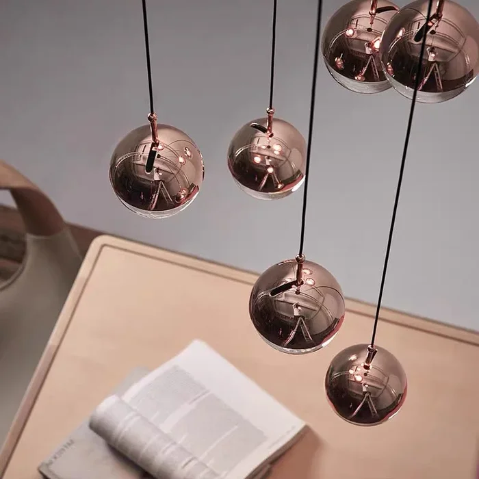Nordic Simple Globe Pendant Suspension Light in Gold/Rose GoldVL-X-035240