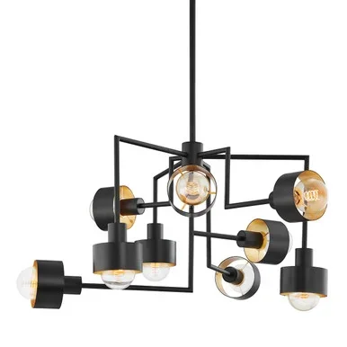 North Nine Light Chandelier (F8737-SBK/GL)