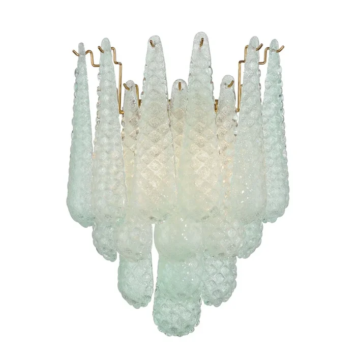 Ollie 2 Light Aged Brass Sconce Sand Glass Green 14″W x 18.75″H x 8″DOLL-6002-AG-GR